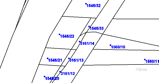 Parcela st. 3161/14 v KÚ Blučina, Katastrální mapa