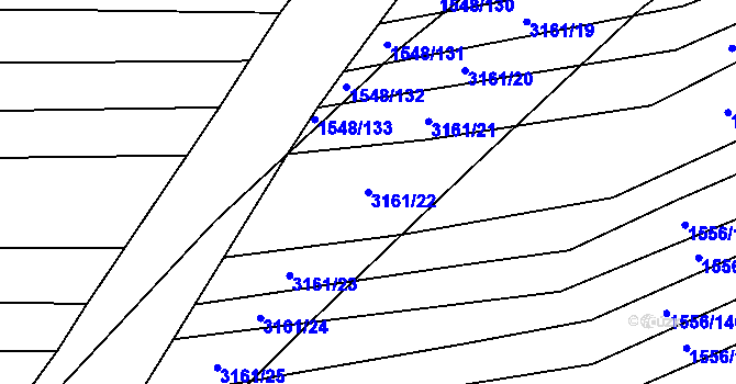 Parcela st. 3161/22 v KÚ Blučina, Katastrální mapa