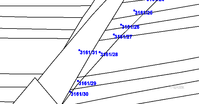 Parcela st. 3161/28 v KÚ Blučina, Katastrální mapa