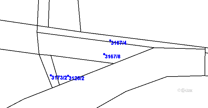 Parcela st. 3167/8 v KÚ Blučina, Katastrální mapa