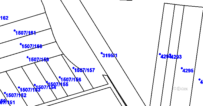 Parcela st. 3195/1 v KÚ Blučina, Katastrální mapa