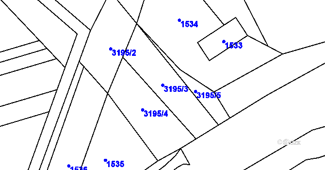 Parcela st. 3195/3 v KÚ Blučina, Katastrální mapa
