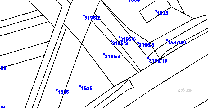 Parcela st. 3195/4 v KÚ Blučina, Katastrální mapa
