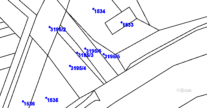 Parcela st. 3195/5 v KÚ Blučina, Katastrální mapa