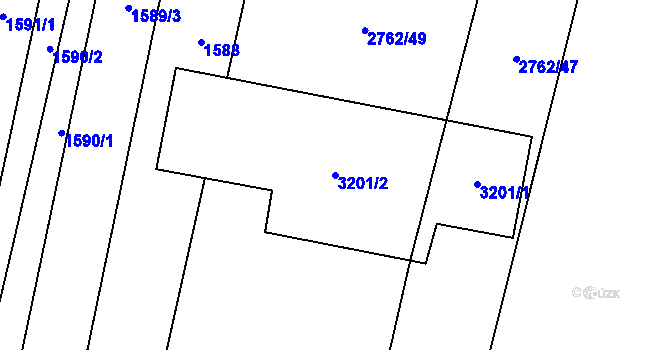 Parcela st. 3201/2 v KÚ Blučina, Katastrální mapa