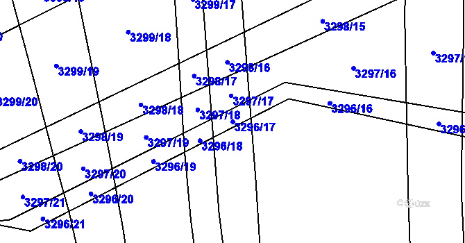 Parcela st. 3296/17 v KÚ Blučina, Katastrální mapa
