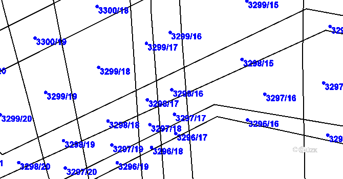 Parcela st. 3298/16 v KÚ Blučina, Katastrální mapa