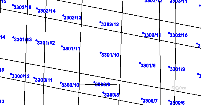 Parcela st. 3301/10 v KÚ Blučina, Katastrální mapa