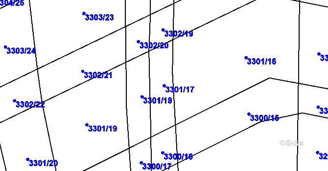 Parcela st. 3301/17 v KÚ Blučina, Katastrální mapa