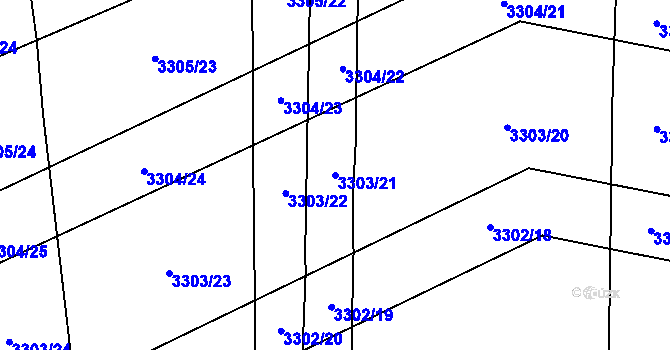 Parcela st. 3303/21 v KÚ Blučina, Katastrální mapa