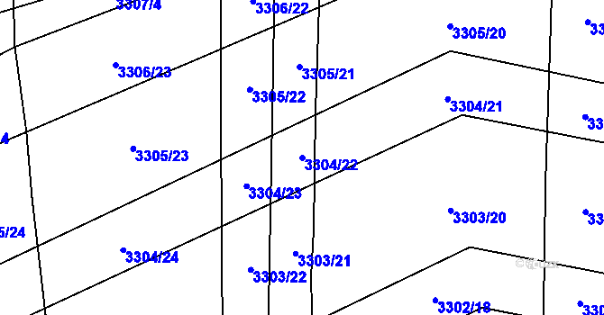 Parcela st. 3304/22 v KÚ Blučina, Katastrální mapa