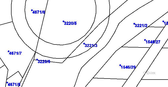 Parcela st. 3221/3 v KÚ Blučina, Katastrální mapa