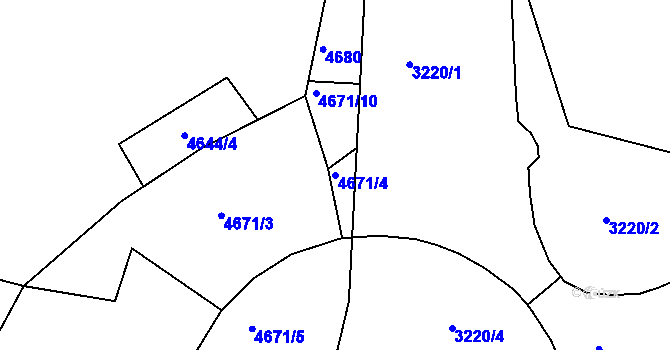 Parcela st. 4671/4 v KÚ Blučina, Katastrální mapa