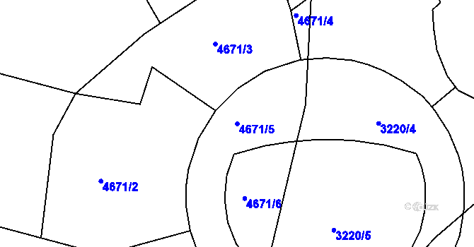 Parcela st. 4671/5 v KÚ Blučina, Katastrální mapa