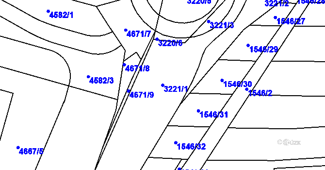 Parcela st. 3221/1 v KÚ Blučina, Katastrální mapa