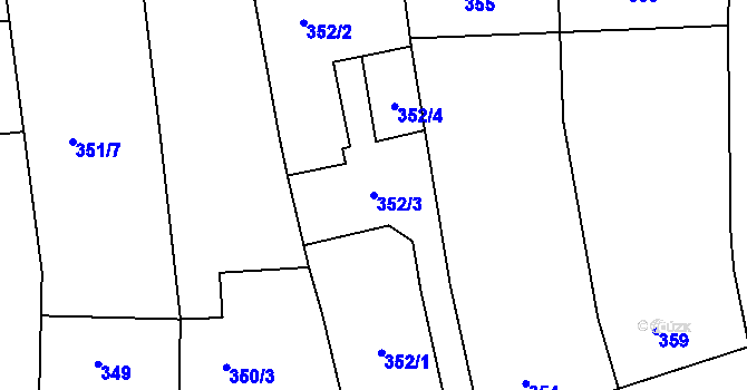 Parcela st. 352/3 v KÚ Blučina, Katastrální mapa