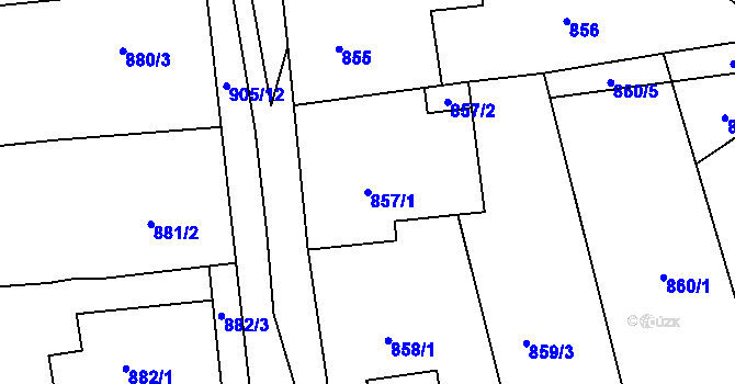 Parcela st. 857/1 v KÚ Blučina, Katastrální mapa