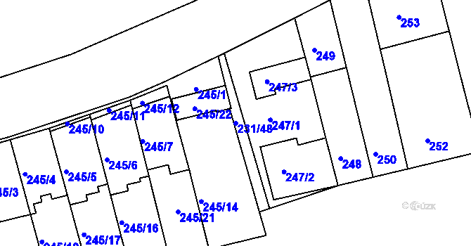 Parcela st. 231/48 v KÚ Blučina, Katastrální mapa
