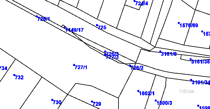 Parcela st. 727/3 v KÚ Blučina, Katastrální mapa