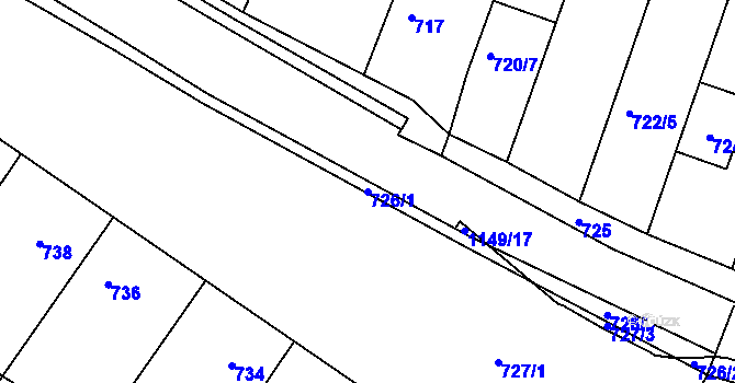 Parcela st. 726/1 v KÚ Blučina, Katastrální mapa