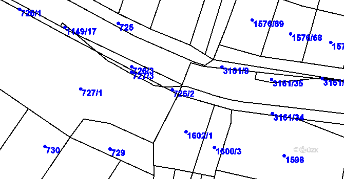 Parcela st. 726/2 v KÚ Blučina, Katastrální mapa