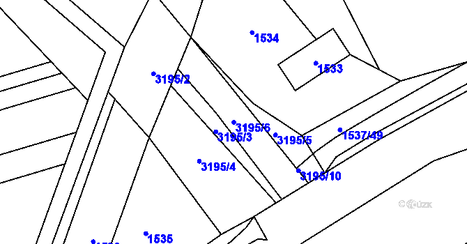 Parcela st. 3195/6 v KÚ Blučina, Katastrální mapa