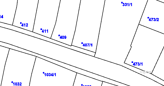 Parcela st. 407/1 v KÚ Blučina, Katastrální mapa