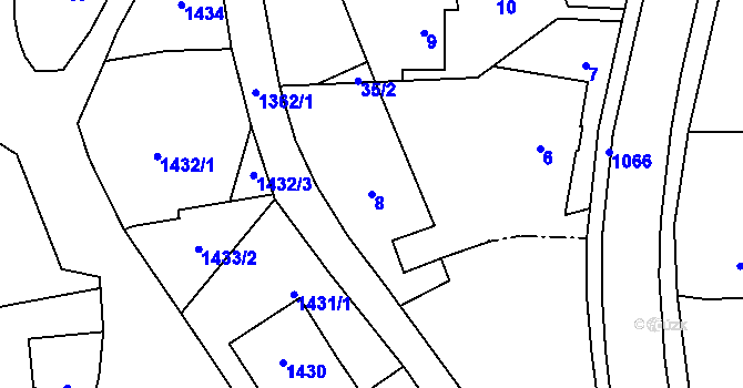 Parcela st. 8 v KÚ Bludov, Katastrální mapa