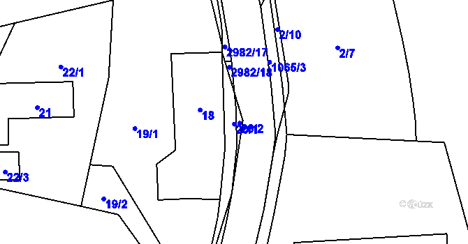 Parcela st. 20 v KÚ Bludov, Katastrální mapa