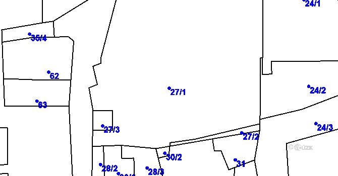 Parcela st. 27/1 v KÚ Bludov, Katastrální mapa