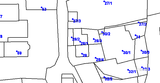 Parcela st. 28/1 v KÚ Bludov, Katastrální mapa