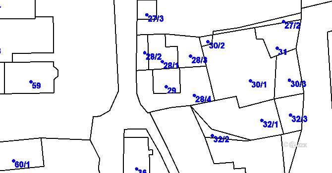 Parcela st. 29 v KÚ Bludov, Katastrální mapa