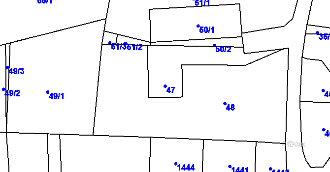 Parcela st. 47 v KÚ Bludov, Katastrální mapa