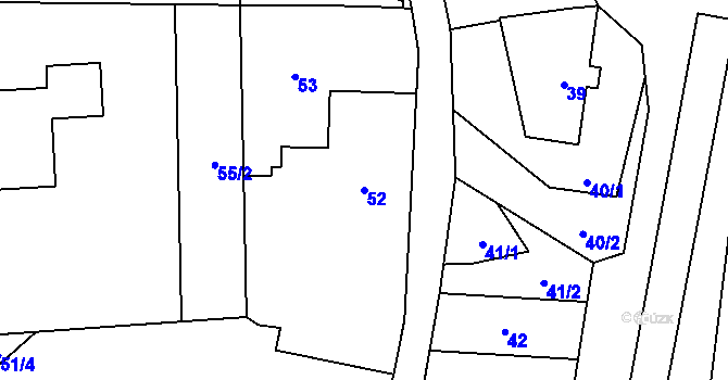 Parcela st. 52 v KÚ Bludov, Katastrální mapa