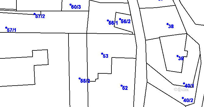 Parcela st. 53 v KÚ Bludov, Katastrální mapa