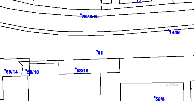 Parcela st. 61 v KÚ Bludov, Katastrální mapa