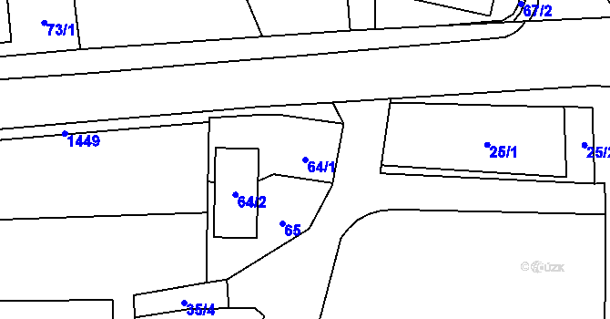 Parcela st. 64/1 v KÚ Bludov, Katastrální mapa