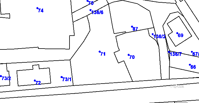 Parcela st. 71 v KÚ Bludov, Katastrální mapa
