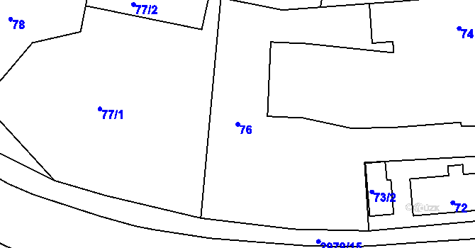 Parcela st. 76 v KÚ Bludov, Katastrální mapa