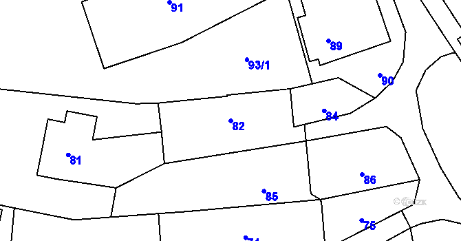 Parcela st. 82 v KÚ Bludov, Katastrální mapa