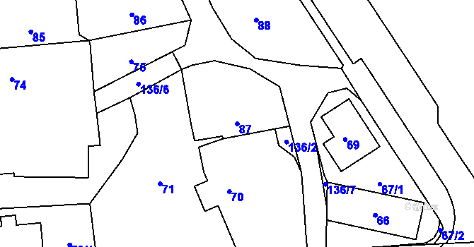 Parcela st. 87 v KÚ Bludov, Katastrální mapa
