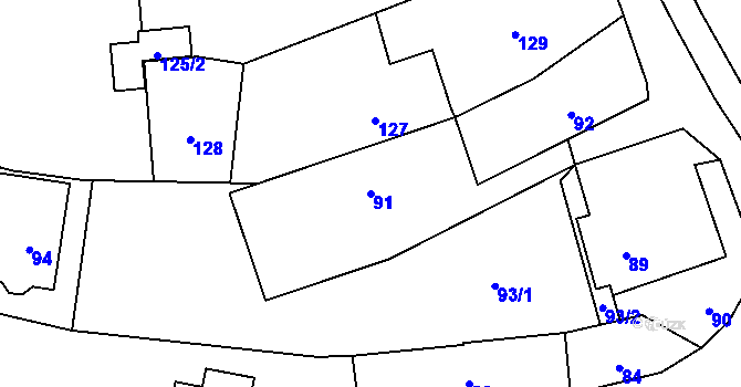 Parcela st. 91 v KÚ Bludov, Katastrální mapa