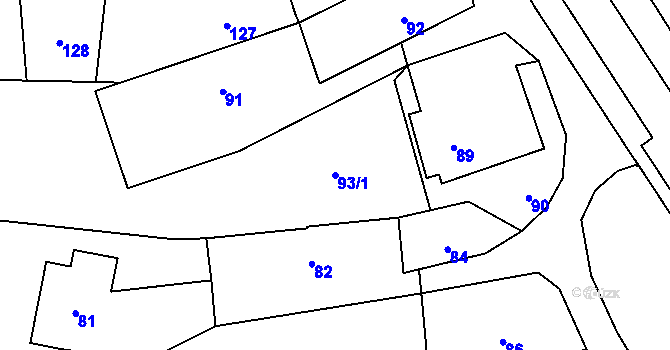 Parcela st. 93/1 v KÚ Bludov, Katastrální mapa