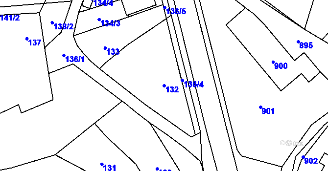 Parcela st. 132 v KÚ Bludov, Katastrální mapa