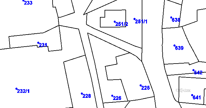 Parcela st. 227 v KÚ Bludov, Katastrální mapa