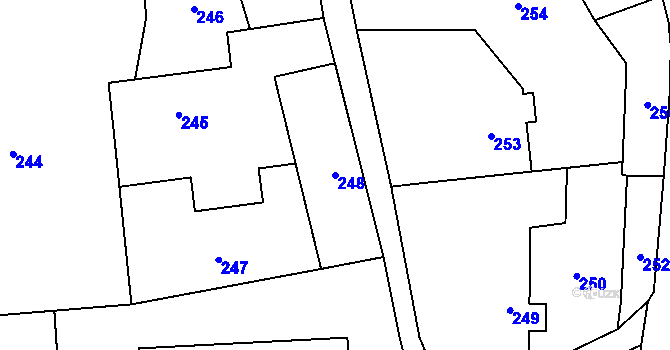 Parcela st. 248 v KÚ Bludov, Katastrální mapa
