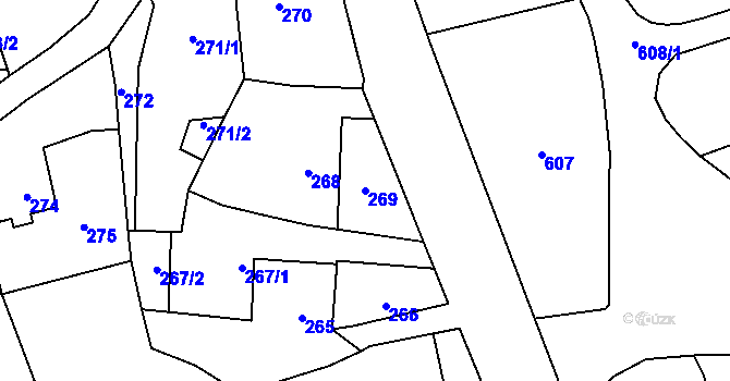 Parcela st. 269 v KÚ Bludov, Katastrální mapa