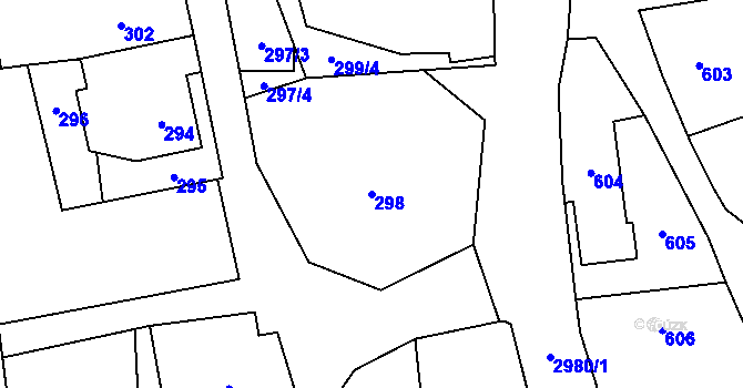 Parcela st. 298 v KÚ Bludov, Katastrální mapa