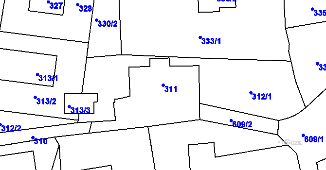 Parcela st. 311 v KÚ Bludov, Katastrální mapa