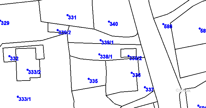 Parcela st. 338 v KÚ Bludov, Katastrální mapa
